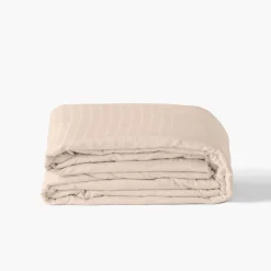 Clearance Housse de couette satin de coton jacquard pois et rayures Prestige nacre Housses De Couette