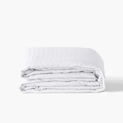 Flash Sale Housse de couette satin de coton jacquard pois et rayures Prestige blanc Housses De Couette