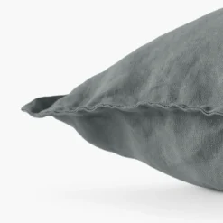 Clearance Housse de coussin lin lavé Songe kaki cendré Housses De Coussin