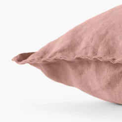 Discount Housse de coussin lin lavé Songe rose cendré Housses De Coussin