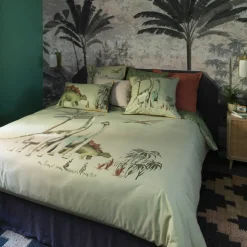 Hot Parure de lit réversible pur coton biologique Dinotopi kaki Enfant Linge De Litbio