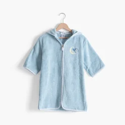 Store Peignoir bébé coton bio à capuche zippé Illumine bleu polaire Enfant Peignoirs 12 Mois - 10 Ans