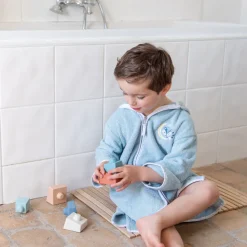 Store Peignoir bébé coton bio à capuche zippé Illumine bleu polaire Enfant Peignoirs 12 Mois - 10 Ans