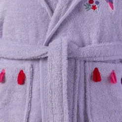 Store Peignoir bebe coton biologique à capuche brodé Tribu parme Enfant Peignoirs 12 Mois - 10 Ans