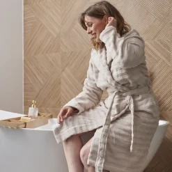 Fashion Peignoir femme à capuche coton Aura beige tendre Femme Coffrets Cadeaux|Peignoirs Femme