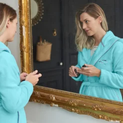 Cheap Peignoir femme coton à capuche Abysse lagon Femme Peignoirs Femme