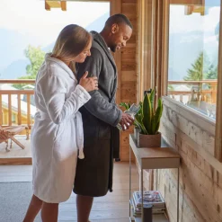 Online Peignoir femme coton col kimono Pampa II blanc Femme Peignoirs Femme