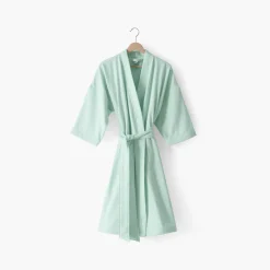 Flash Sale Peignoir femme coton col kimono Calypte vert d'eau Femme Coffrets Cadeaux|Peignoirs Femme