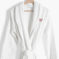 Flash Sale Peignoir femme coton col châle Amours blanc Femme Peignoirs Femme