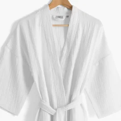 New Peignoir femme gaze de coton biologique Naturelle blanc Femme Peignoirs Femme