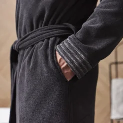 Fashion Peignoir homme coton col kimono Silvalys carbone Homme Coffrets Cadeaux|Peignoirs Homme