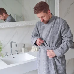 Cheap Peignoir homme coton col kimono Grizzli gris Homme Peignoirs Homme