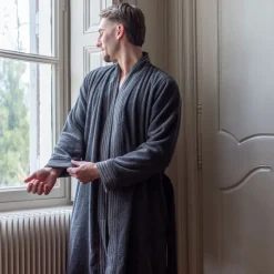 Flash Sale Peignoir homme coton col kimono Lotus poivre Homme Coffrets Cadeaux|Peignoirs Homme