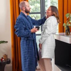 New Peignoir homme coton kimono Bukhara bleu Homme Peignoirs Homme