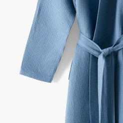 Online Peignoir homme coton nid d'abeille Ilyan bleu grisé Homme Coffrets Cadeaux|Peignoirs Homme