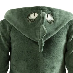 Best Sale Robe de chambre enfant polaire à capuche Dinotopi vert feuille Enfant Robes De Chambre