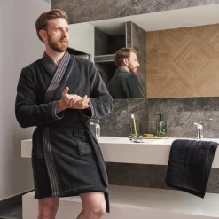 Fashion Robe de chambre homme col kimono Silvalys carbone Homme Coffrets Cadeaux|Robe De Chambre Homme