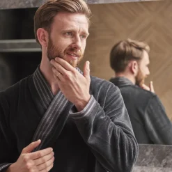 Fashion Robe de chambre homme col kimono Silvalys carbone Homme Coffrets Cadeaux|Robe De Chambre Homme