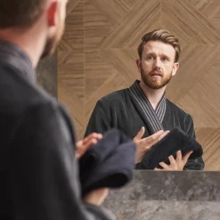 Fashion Robe de chambre homme col kimono Silvalys carbone Homme Coffrets Cadeaux|Robe De Chambre Homme