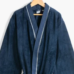 Clearance Robe de chambre polaire homme col kimono Equinoxe marine Homme Robe De Chambre Homme