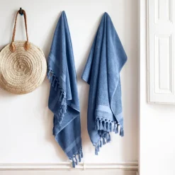 Flash Sale Serviette de toilette bouclette de coton Madeleine indigo Serviettes De Toilette