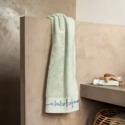 Outlet Serviette de toilette bouclette de coton Simones eucalyptus Serviettes De Toilette