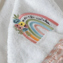 Discount Serviette de toilette brodée coton bio Rêve d'or blanc Enfant Serviettes De Toilette