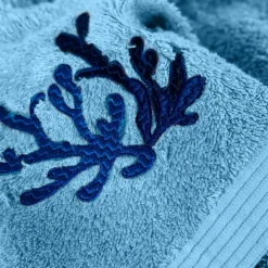 Clearance Serviette de toilette coton et viscose de bambou Abysse bleu Serviettes De Toilette