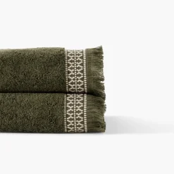 Outlet Serviette de toilette coton Villasol vert kaki Serviettes De Toilette