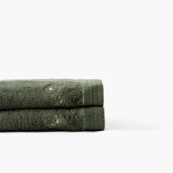 New Serviette de toilette coton et viscose de bambou Silvalys vert forêt Serviettes De Toilette