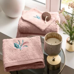 Cheap Serviette de toilette coton et viscose de bambou Calathéa rose Serviettes De Toilette