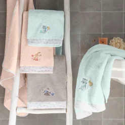 New Serviette de toilette coton biologique Devine céladon Enfant Serviettes De Toilette