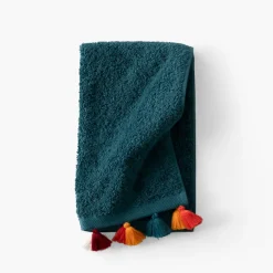 Sale Serviette invité coton Eclats bleu pétrole Serviettes Invité