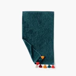 Sale Serviette invité coton Eclats bleu pétrole Serviettes Invité