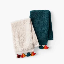 Sale Serviette invité coton Eclats bleu pétrole Serviettes Invité