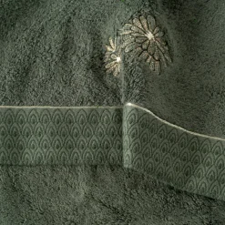 Outlet Serviette invité coton et viscose de bambou Silvalys vert forêt Serviettes Invité