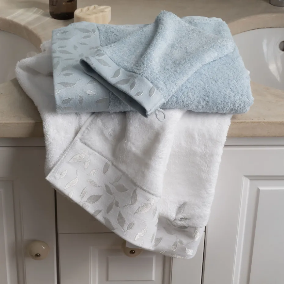 Online Serviette invité coton et viscose de bambou Equinoxe bleu givre Serviettes Invité