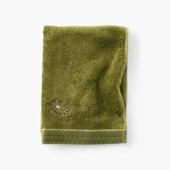 Outlet Serviette invité coton et viscose de bambou Silvalys vert mousse Serviettes Invité
