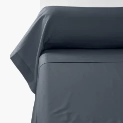 Best Taie de traversin satin de coton unie Prestige bleu nuit Taies De Traversin