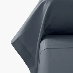 Best Taie de traversin satin de coton unie Prestige bleu nuit Taies De Traversin