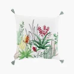 Store Taie d'oreiller carrée coton et lin Aloevera Taies D’oreiller