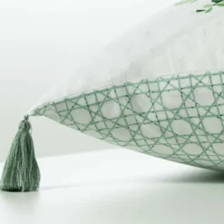 Store Taie d'oreiller carrée coton et lin Aloevera Taies D’oreiller