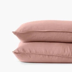 Store Taie d'oreiller carrée lin lavé Songe rose cendré Enfant Taies D'oreiller|Taies D’oreiller