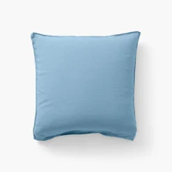 Online Taie d'oreiller carrée lin et coton lavé Songe bleu baltique Taies D’oreiller