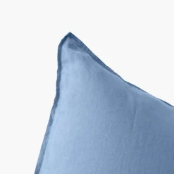 Online Taie d'oreiller carrée lin et coton lavé Songe bleu baltique Taies D’oreiller