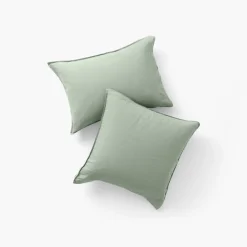 Sale Taie d'oreiller carrée lin et coton lavé Songe Eucalyptus Taies D’oreiller