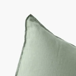 Sale Taie d'oreiller carrée lin et coton lavé Songe Eucalyptus Taies D’oreiller