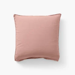 Fashion Taie d'oreiller carrée lin et coton lavé Songe rose cendré Taies D’oreiller