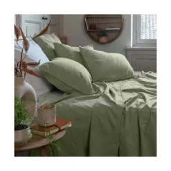 Best Sale Taie d'oreiller carrée pur coton lavé biologique Souffle sauge Taies D’oreiller