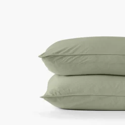 Best Sale Taie d'oreiller carrée pur coton lavé biologique Souffle sauge Taies D’oreiller